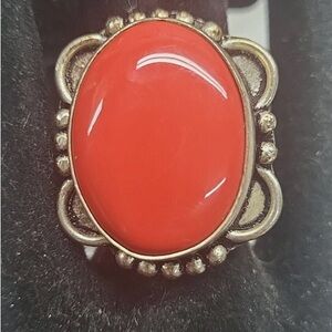 Vintage 925 Navajo Coral Sterling Silver ring